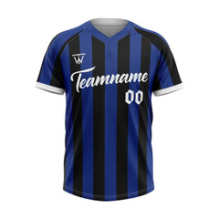 Custom Navy Blue-Black Stripe Throwback Baseball Jersey