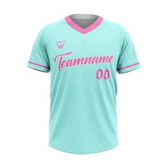 Custom Teal-Pink Throwback Baseball Jersey