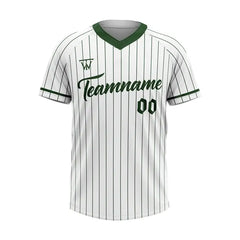 Custom White-Green Pinestripe Throwback Baseball Jersey