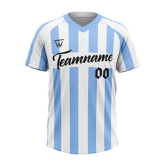 Custom Blue-White Stripe Throwback Baseball Jersey