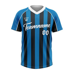 Custom Blue-Black Stripe Throwback Baseball Jersey