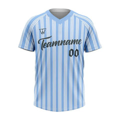 Custom White-Blue Stripe Throwback Baseball Jersey