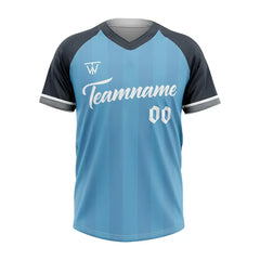 Custom Blue-Grey Stripe Throwback Baseball Jersey