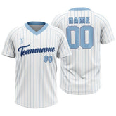 Custom White Blue Pinstripes Authentic V Neck Throwback Baseball Jersey