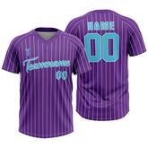 Custom Purple White Pinstripes Authentic V Neck Throwback Baseball Jersey