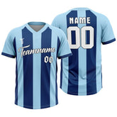 Custom Navy Blue Stripes Authentic V Neck Throwback Baseball Jersey