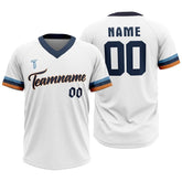 Custom White Blue Authentic V Neck Throwback Baseball Jersey