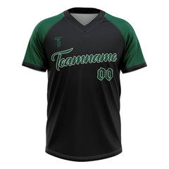 Custom Green Black Colorblock Authentic V Neck Throwback Baseball Jersey