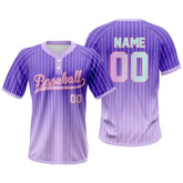 Custom Purple Gradient Pinstripe Two-Button Baseball Jersey