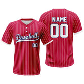Custom Red Pinstripe Two-Button Classic Baseball Jersey