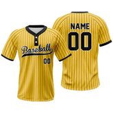 Custom Yellow Pinstripe Two-Button Classic Baseball Jersey