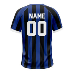 Custom Blue-Black Stripe Two-Button Baseball Jersey