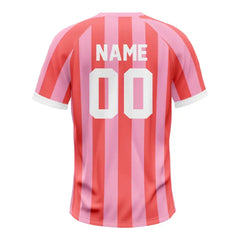 Custom Pink-Rose Stripe Two-Button Baseball Jersey