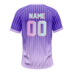 Custom Purple Gradient Pinstripe Two-Button Baseball Jersey