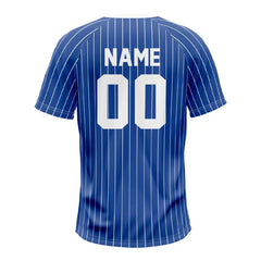 Custom Blue-White Pinstripe Two-Button Baseball Jersey