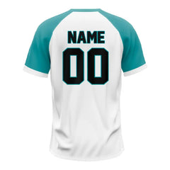 Custom Teal-White Split Two-Button Baseball Jersey