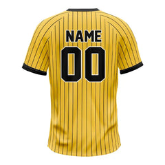 Custom Yellow Pinstripe Two-Button Classic Baseball Jersey