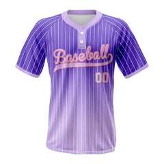 Custom Purple Gradient Pinstripe Two-Button Baseball Jersey