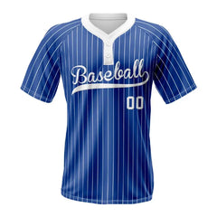 Custom Blue-White Pinstripe Two-Button Baseball Jersey