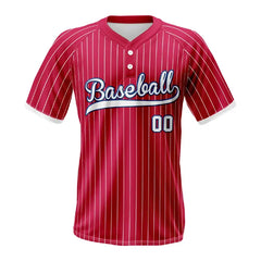 Custom Red Pinstripe Two-Button Classic Baseball Jersey
