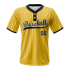 Custom Yellow Pinstripe Two-Button Classic Baseball Jersey