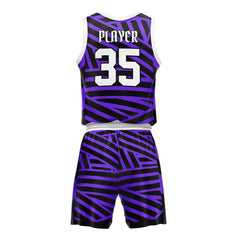 Zebra Clash Adult Youth Basketball Jersey Set 3D back