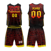 Custom Red Grid Adult Youth Basketball Jersey Set