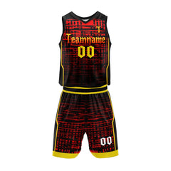 Custom Red Grid Adult Youth Basketball Jersey Set