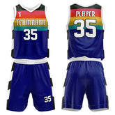 Custom Rainbow Blue Basketball Jersey Uniform Set