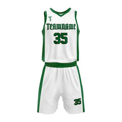 Custom White-Green Basketball Jersey Uniform Set