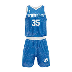 Custom Blue Camo Basketball Jersey Uniform Set