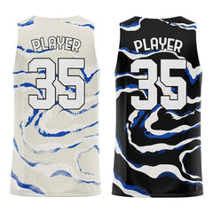 Ocean Waves Custom Reversible Basketball Jersey