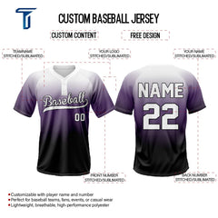 Eggplant Custom Two-Button Baseball Jersey