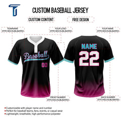 Magenta Custom Two-Button Baseball Jersey