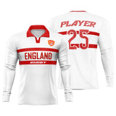 Custom England Long Sleeve Rugby Social Jersey