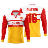 Custom Spain Long Sleeve Rugby Social Jersey