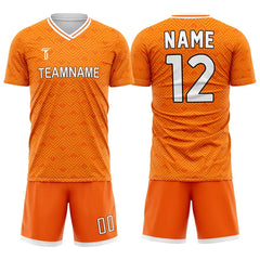 Custom Orange Maze Team Soccer Jersey Uniform Set