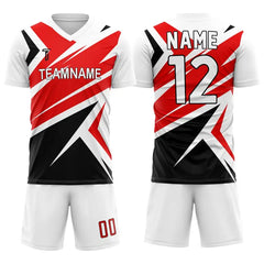 Custom Red Black Team Soccer Jersey Uniform Set