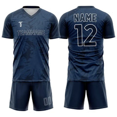 Custom Blue Leaves Team Soccer Jersey Uniform Set