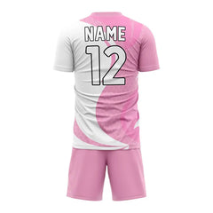 Custom Pink White Wave Team Soccer Jersey Uniform Set