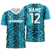 Geometric Custom Team Adult Youth Blue Soccer Jersey