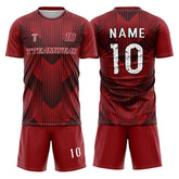 Dynamic Stripes Custom Team Adult Youth Dark Red Soccer Jersey