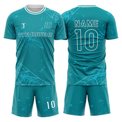 Spider Webs Custom Team Adult Youth Blue Soccer Jersey Set