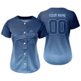 Custom Blue Gradient Button Down Baseball Jersey for Women