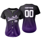 Custom Purple Gradient Pinestripe Button Down Baseball Jersey for Women