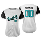 Custom Grey Black Split Button Down Baseball Jersey for Women