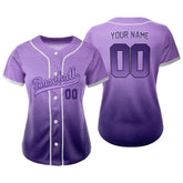 Custom Purple Violet Gradient Button Down Baseball Jersey for Women