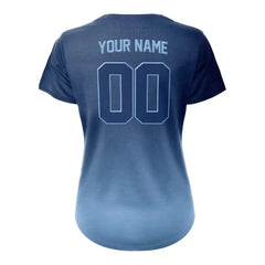 Custom Blue Gradient Button Down Baseball Jersey for Women