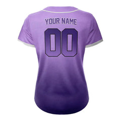 Custom Purple Violet Gradient Button Down Baseball Jersey for Women