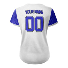 Custom Grey Blue Split Button Down Baseball Jersey for Women